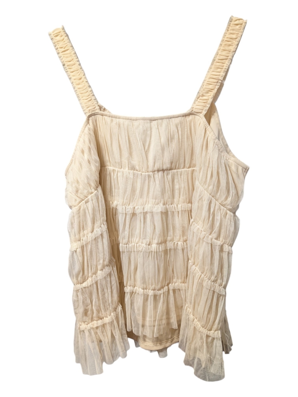 Lucky Brand Beige Ruffled V-Neck Camisole with Black Bow - Picture 4 of 10